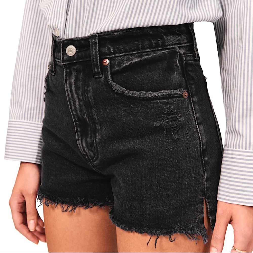 Black Distressed Denim Shorts
